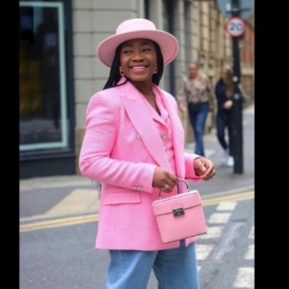 Zara Pink Double Breasted Textured Blazer Jacket  Size XS - Picture 11 of 14